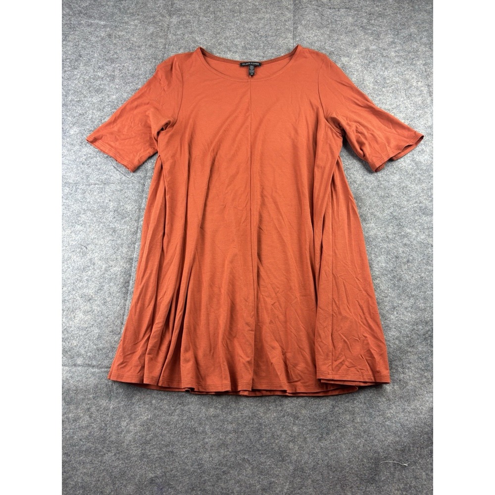 Eileen Fisher Tunic Women's S Orange Short Sleeve Pockets Knit Flowy Boho Hippie